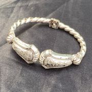 Silver Plate Engraved “ Love & Joy “ Twisted Cable Metal Bracelet