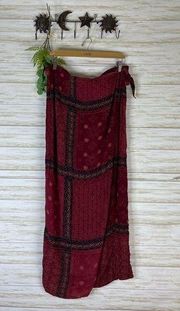 NWT Beach Sarong Red Batik Tribal Aztec Print Wrap Maxi Skirt