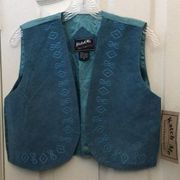 Ladies’ DS NWT Vintage Katch Me Open-front Embroidered Lined Leather Vest