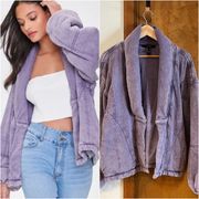 FOREVER 21 | Oversized Quilted Coat Jacket Purple Mineral Wash Pockets Size S