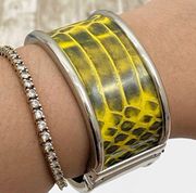 Ann Taylor Yellow Snakeskin Silver-tone Bangle