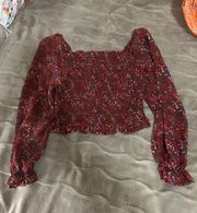 Red Floral Long Sleeve Top