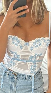 Blue and White Corset Top