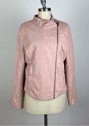 Anthropologie Ett:Wa Pink Faux Leather Asymmetric Jacket