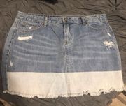 2 toned distressed denim mini skirt