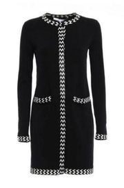 Diane Von Furstenberg Carmela Cardigan Medium Beaded Embroidered Black White