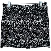 Zac & Rachel Skort Black Floral Sz M Slinky Stretch Athleisure Sporty Casual