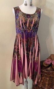 Apt 9 Super cute multi colored dress w/ full skirt & silver details at neckline