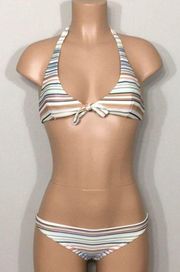 O’Neill earth tone stripe bikini set. XS. NWT