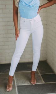 High Waisted White Skinny Jeans 