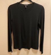 Eileen Fisher Black Silk Long Sleeve Tee Size Small