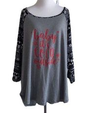 Justify 3X baby its cold outside holiday raglan‎ tee