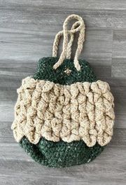Beehive Artisan Knit Purse Handmade Bee Bag Green Beige Boho
