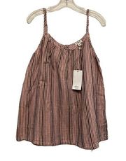 NWT Dylan Striped Tank Top Sleeveless Blouse Size Small Pink Grey Boho Flowy