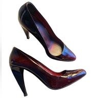 Miu Miu Burgundy Patent Leather Curved Heels EU 37 US 6.5