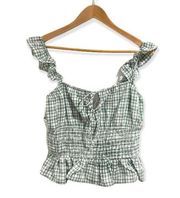 Wayf smocked tank ruffled peplum gingham NWT medium