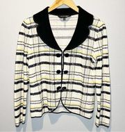 Ming Wang Plaid Pattern Beaded Jacket Blazer - size Small