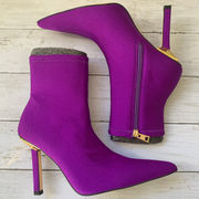 NWB Good American High Kickstand Ankle Booties in Purple Neoprene GA118SN-X