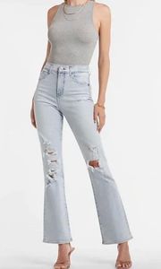 Super High Waisted Ripped 90s Bootcut Jeans