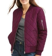 Faded Glory quilted burgundy satin bomber jacket M