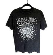 Sublime Classic Sun Black Acid Wash Tee Shirt sz M