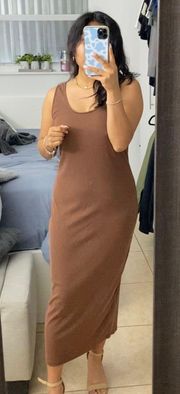 ribbed brown dress