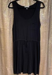 Olive & Oak Black Rayon Tie Waist Sleeveless Casual Dress, Large