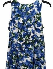 Milly for Design Nation Floral Dress Size 8 Capri Blue Sleeveless Cotton Summer