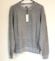 Daydreamer NWT  Gray Paint Splatter French Terry Crewneck Sweatshirt