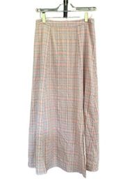 ANTHROPOLOGIE dRA Pink and Blue Plaid Cottagecore Maxi Skirt - size Medium