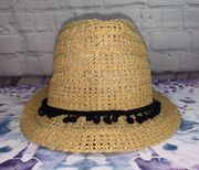 NWT Sonoma Tan Hat with Black Fringe Accent