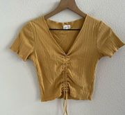 GHANDA Yellow Mustard Baby Tee Shirt T-Shirt Y2K Cinched 90s Medium
