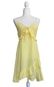 Vero Moda Yellow Tie Front Spaghetti Strap Womens XS Ruffle Trim Sundress