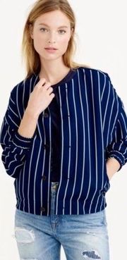 J. Crew Reversible Floral Striped Bomber Jacket Blue Green Size 6