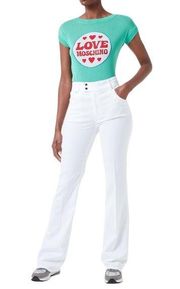 New! Love Moschino Gabardine Stretch White Pants