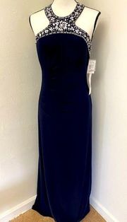 XSCAPE Womens Navy Blue Full-Length Sheath Evening Dress Size 6