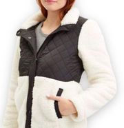 Steve Madden Off-White & Black Quilted Fleece Snap-Up Jacket