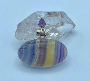 Rainbow Fluorite & Amethyst Sterling Silver Pendant