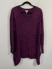 LOGO Women's Purple Space Dyed Asymmetrical Pullover Sweater Size 1X