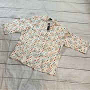 Carole Little 2X polka dot linen blouse NEW