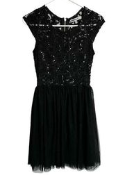 - Juniors Black Sequin & Lace Dress - Sz. L