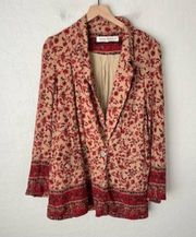 Free People Bellflower Double Breasted Button Up Boho Floral Printed Blazer