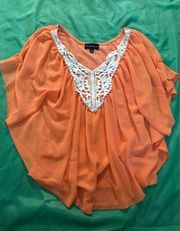 My Michelle Women’s Flowing Short Sleeve Boho Blouse Size M