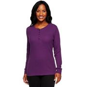 Roots Activewarm Long Sleeve Henley Top Purple Size Small