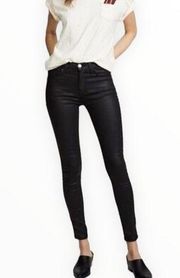 Current/Elliott The Cropped Straight Jeans in Coated Black size 26