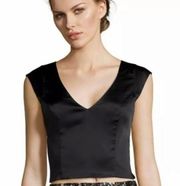 ABS by Allen Schwartz black Satin Crop Top