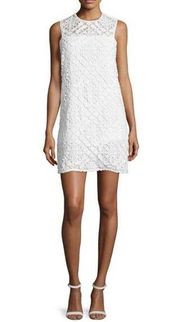 Shoshanna Lace Sleeveless High Neck Lace White Shift Dress Size 6