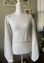 White Square Neck Cropped Sweater