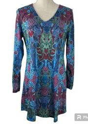 Misslook Blue Paisley Tunic Dress Women's Size XL