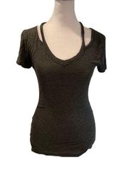 Heather Charcoal Gray Short Sleeve Thin Material Women’s Tee XS